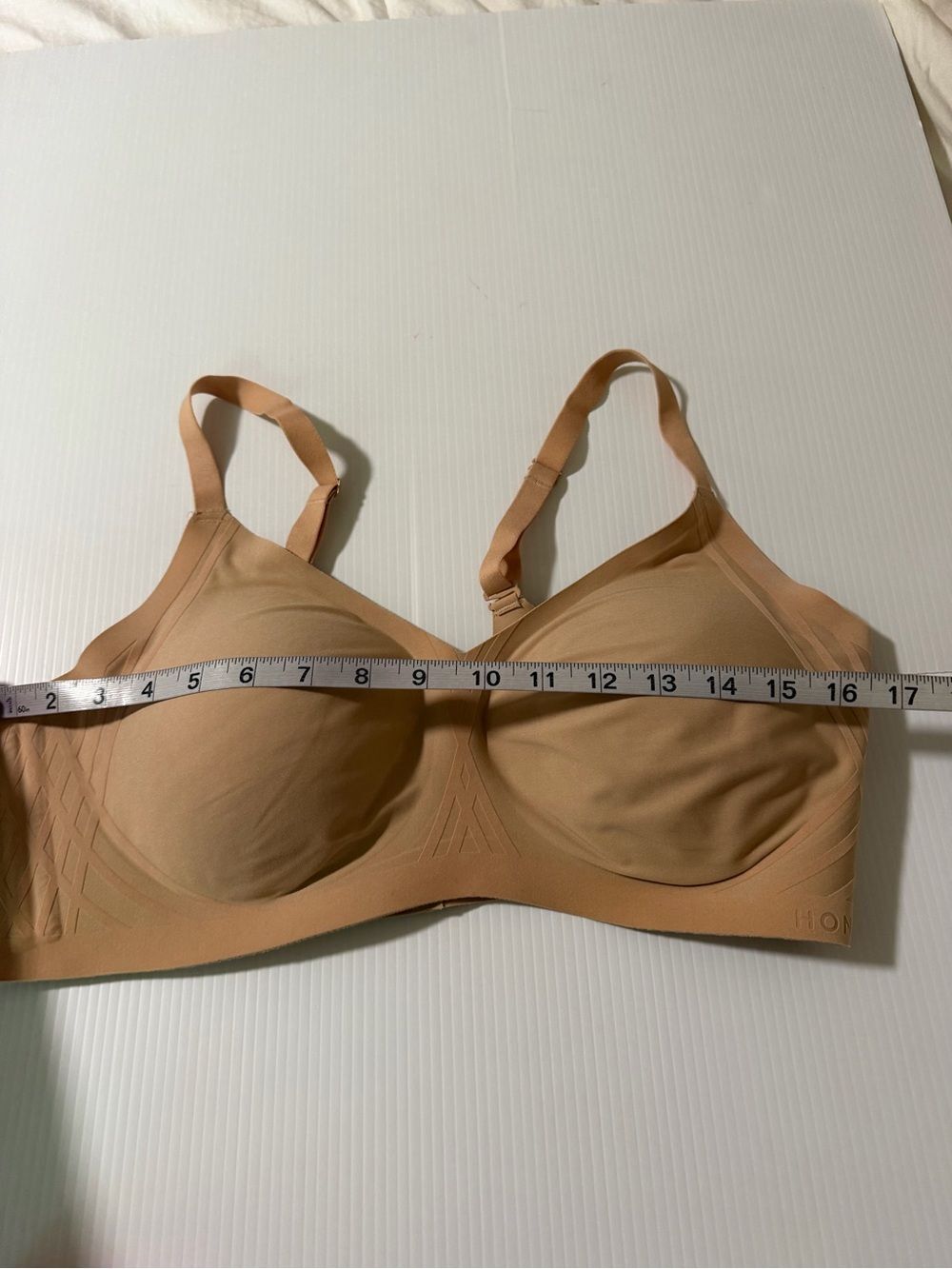Honeylove Silhouette Bra support 3D printed velvet accent tan nude beige 1XL - Picture 6 of 8